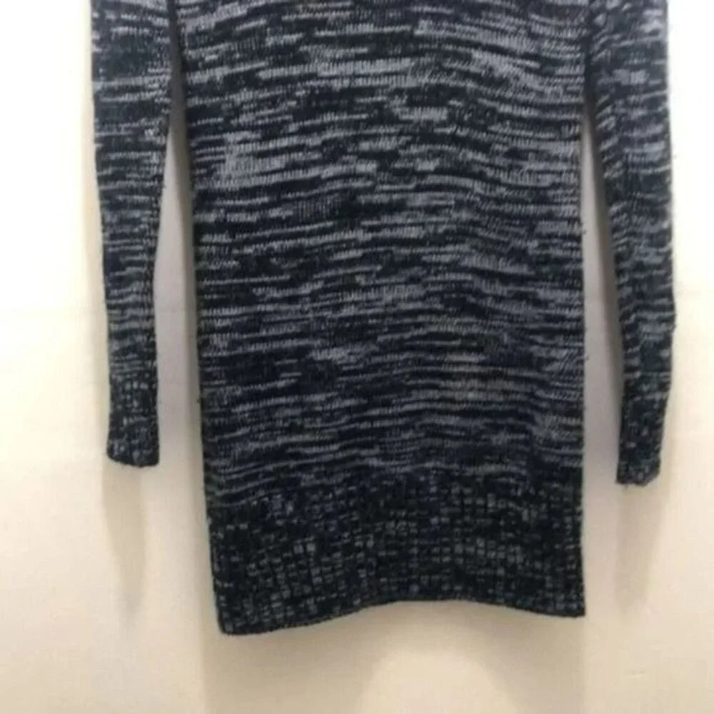 AB Studio XS Black Gray Cowl Neck Long‎ Sleeve Sweater Dress Knit Mini